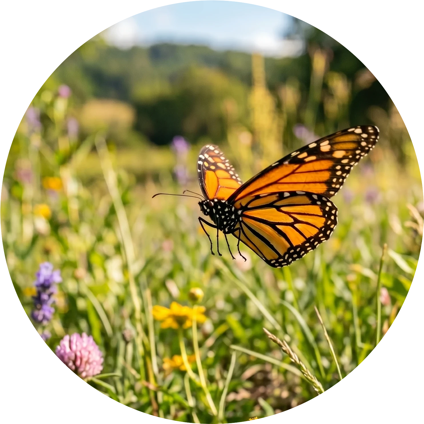 Butterfly calmly flying